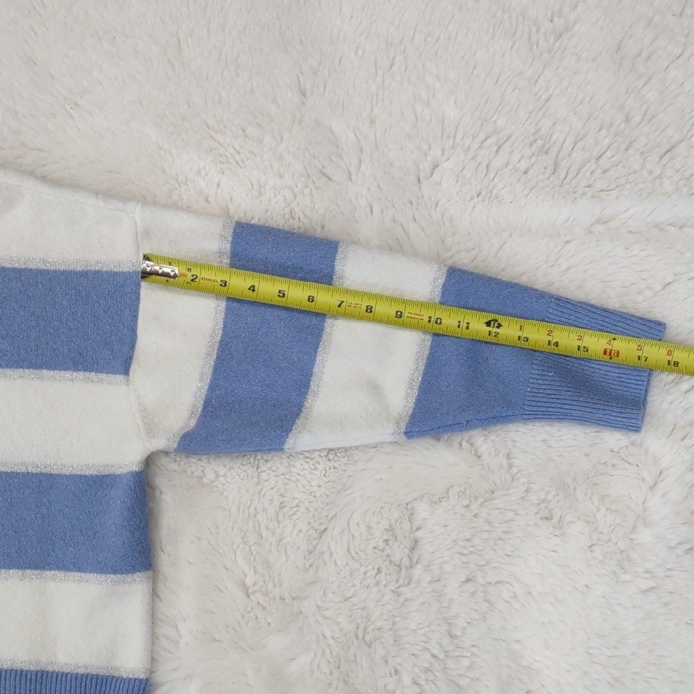 JENNIFER LOPEZ Blue and White Striped Women's Sweater - Picture 12 of 15